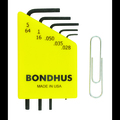 Bondhus Set 5 Hex L-Wrench .028-5/64" in Clamshell with Card 12243